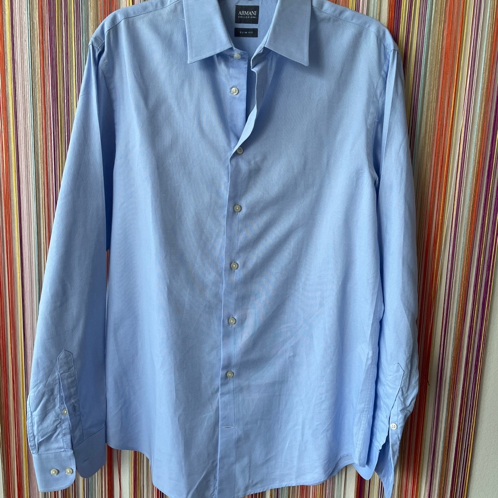 Armani Collezioni Men's Light Blue Dress Shirt